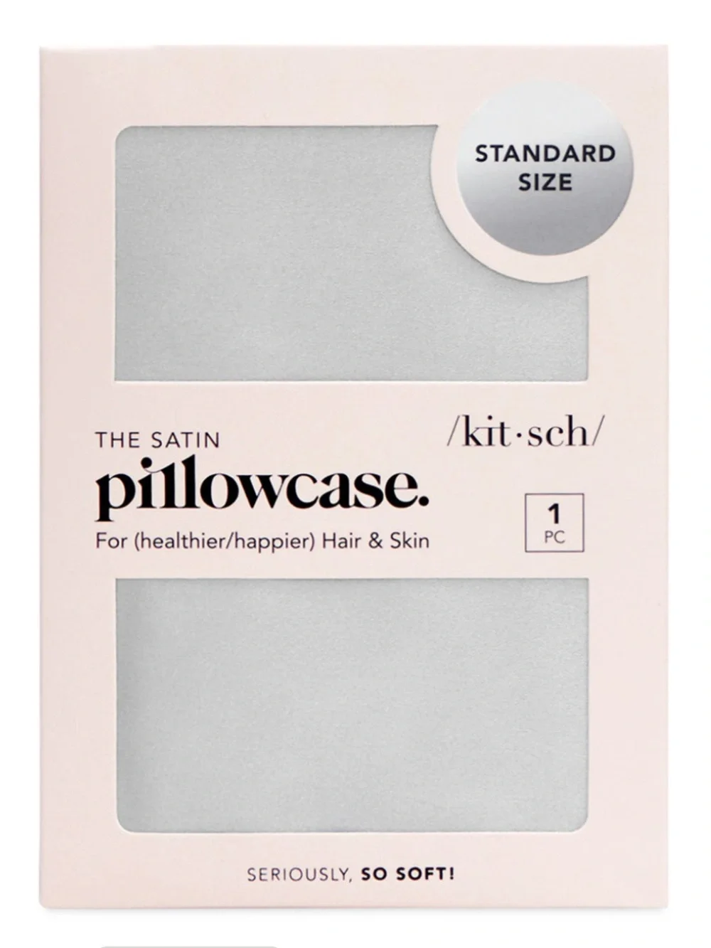 Kitsch Satin Standard Pillowcase in Silver BRAND NEW IN BOX